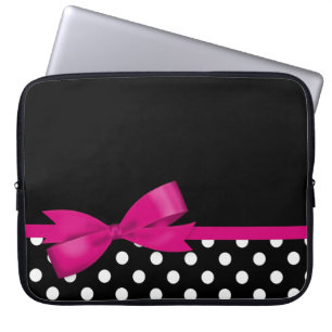 Rosor bugar svartvit polka dots laptop sleeve
