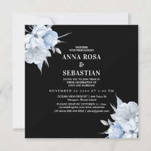 *~* Rosor Dammig Blå Blomma AR15 BRöllop RSVP + Inbjudningar