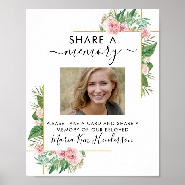 Rosor Dela en Minnes Tecken för Begravning Minnesm Poster (Framsidan)