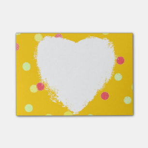rosor, den gula polka dots & vithjärta formar post-it block