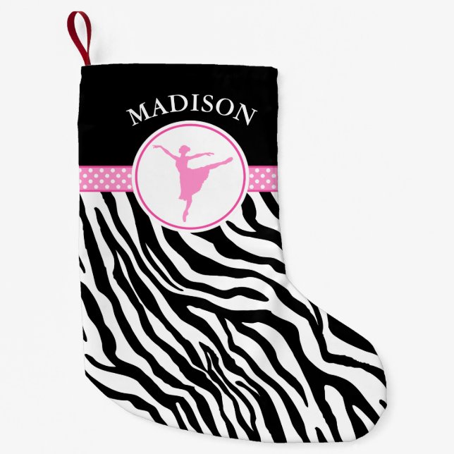 Rosor din kända zebra tryckbalettdansör liten julstrumpa (Framsidan)