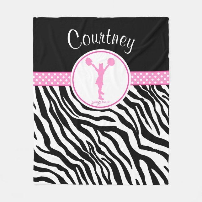 Rosor din kända zebra tryckhejaklacksledare/Pom Fleecefilt (Framsidan)