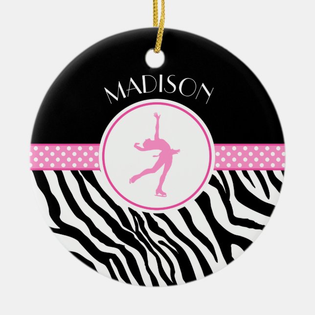 Rosor din kända zebra tryckkonståkning julgransprydnad keramik (Framsidan)