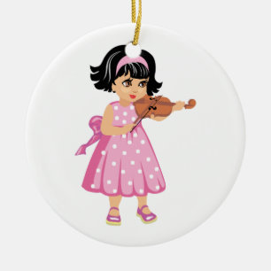 rosor dress.png för fiolspelareung flicka julgransprydnad keramik