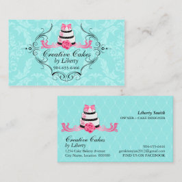 Rosor för Aqua för tårtabageri damastast Visitkort