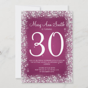 Rosor för glitter för 30års födelsedagparty inbjudningar