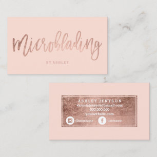 Rosor för Microblading rosa guld- typografirodnad Visitkort
