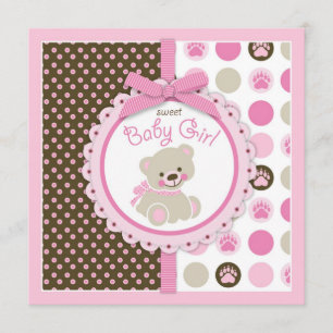 Rosor för nalleflickababy shower inbjudningar