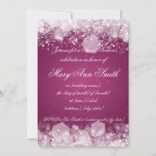 Rosor för natt 2 för sweet sixteenparty Sparkling Inbjudningar (Framsida)