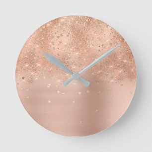 Rosor för rodnad för guld för glitter för rund klocka