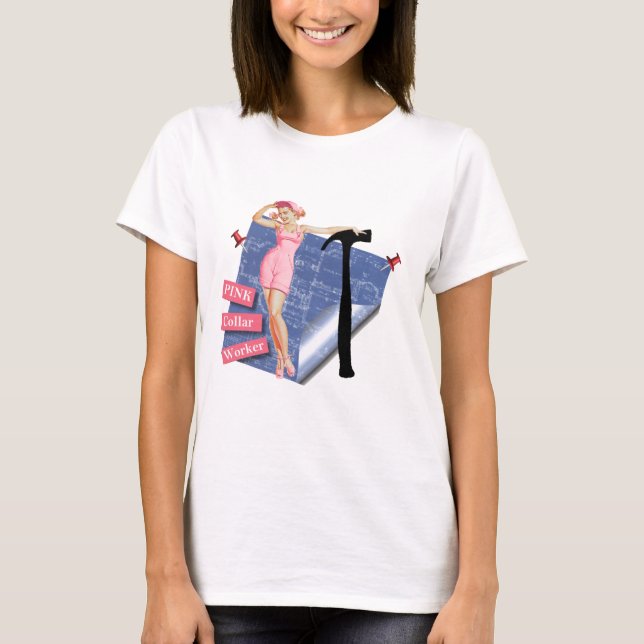 Rosor förser med krage arbetaren t shirt (Framsida)