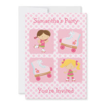 Rosor fyra kvadrerar Rollerskatingpartyinbjudan