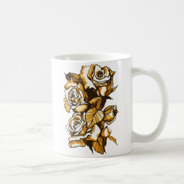 Rosor, grafisk blommigt, blomning av blommor från  kaffemugg