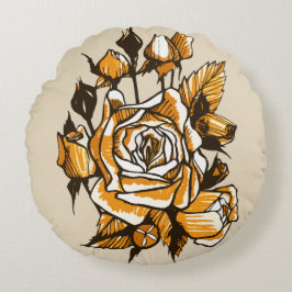 Rosor, grafisk blommigt, blomning av blommor från rund kudde