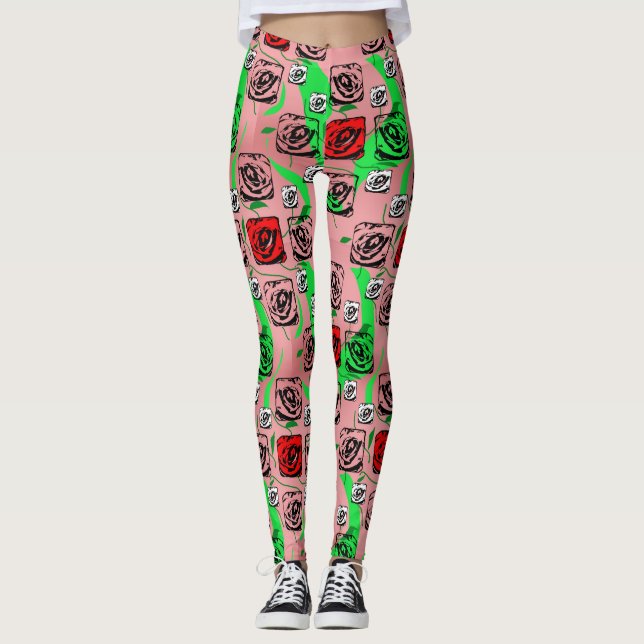 Rosor Grafiska Leggings (Framsida)