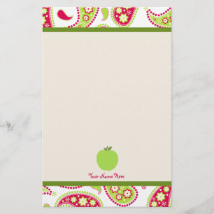 Rosor & grön Paisley Apple lärarebrevpapper Brevpapper