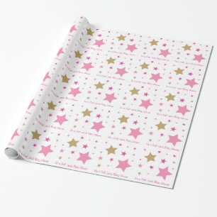 Rosor & guld- glimtstjärnababy shower presentpapper