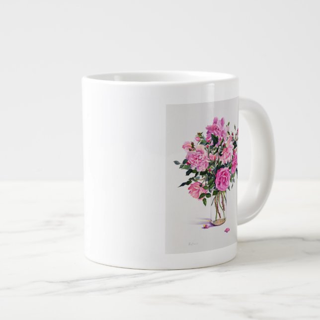 Rosor i Burk i glas Jumbo Mugg (Framsida höger)