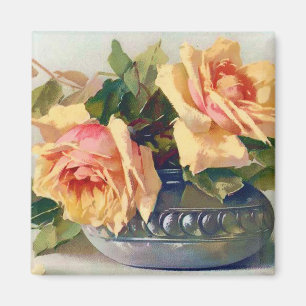 Rosor i en Bowl Vintage Art Magnet