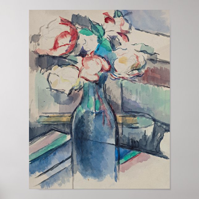 Rosor i en flaska av Paul Cezanne Poster (Framsidan)