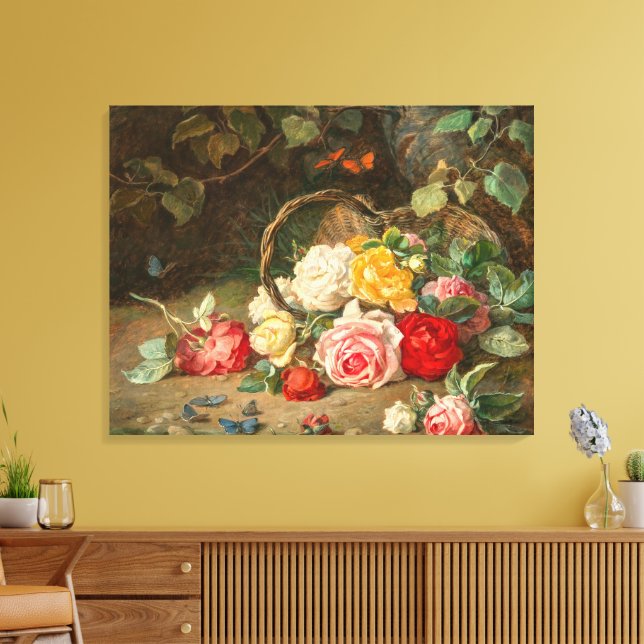 Rosor i en korg – Josef Neugebauer Canvastryck (Insitu (Vardagsrum))