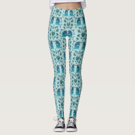Rosor i en ojämn fläck Aqua Leggings