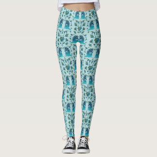 Rosor i en ojämn fläck Aqua Leggings