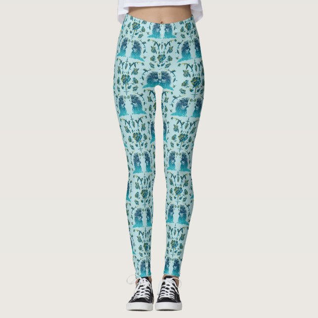 Rosor i en ojämn fläck Aqua Leggings (Framsida)
