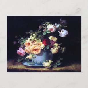 Rosor i en Porcelain Bowl av Emilie Vouga Postcard Vykort