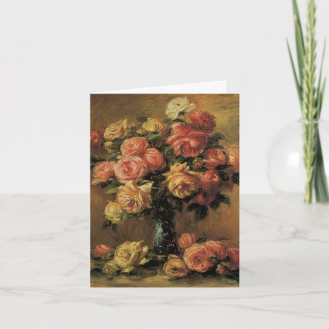 Rosor i en vas av Pierre Renoir, Bröllop Tack Kort (Framsida)