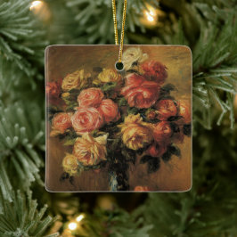 Rosor i en vas av Pierre Renoir, Vintage Fine Art Julgransprydnad Keramik