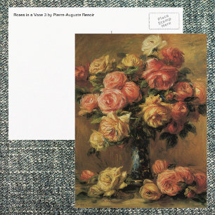 Rosor i en vas av Pierre Renoir, Vintage Fine Art Vykort