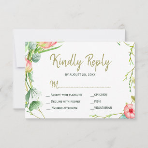 Rosor i rosabränd trädgård bröllop modernt rsvp OSA kort