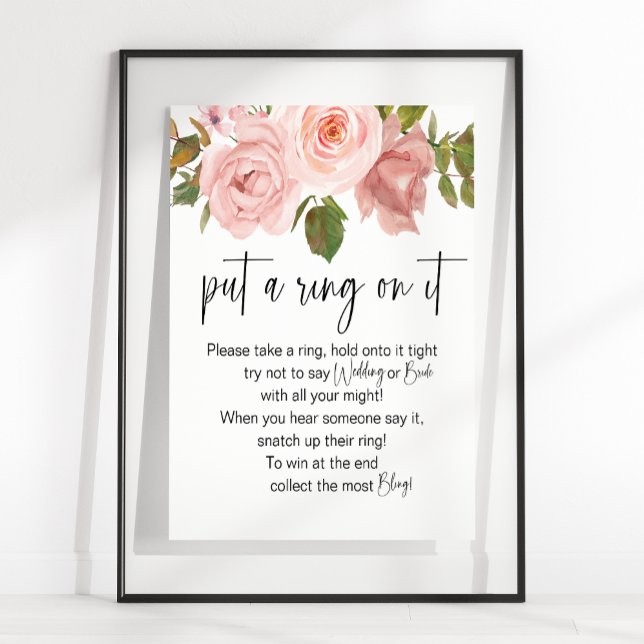 Rosor i rosé nyans Bröllopsspel Sätt en ring på de Poster (Skapare uppladdad)