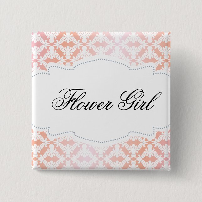 Rosor & koralldamastbrudtärna knapp (Framsida)