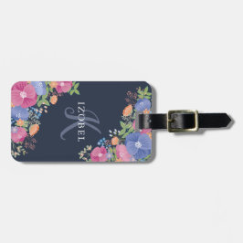 Rosor & lila blommorMonogram Bagagebricka