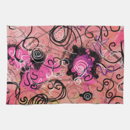 Rosor målar abstrakt modern blommigt för Splatter Kökshandduk