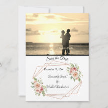 Rosor med Ro Guld Geometric Photo Save Date