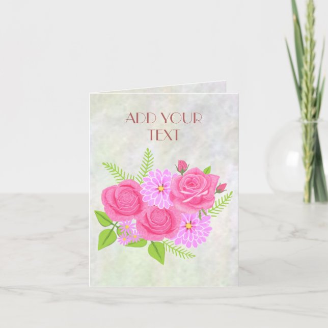 Rosor och Dahlias Blommor Viket Grattiskort Anteckningskort (Framsida)