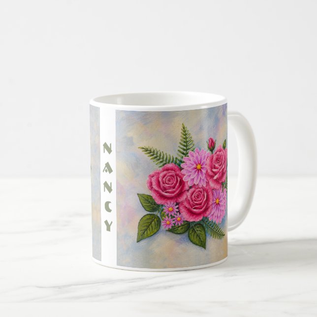 Rosor och Dahlias Kaffemug Kaffemugg (Framsida höger)