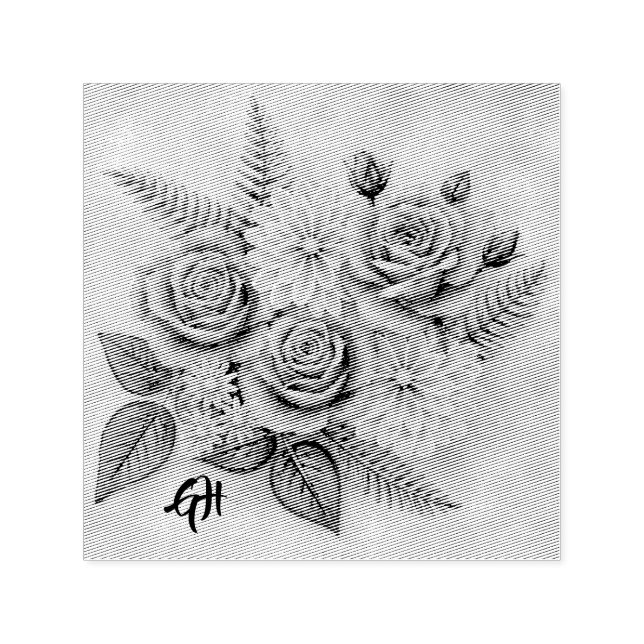 Rosor och Dahlias Självbläckande stämpel (Design)