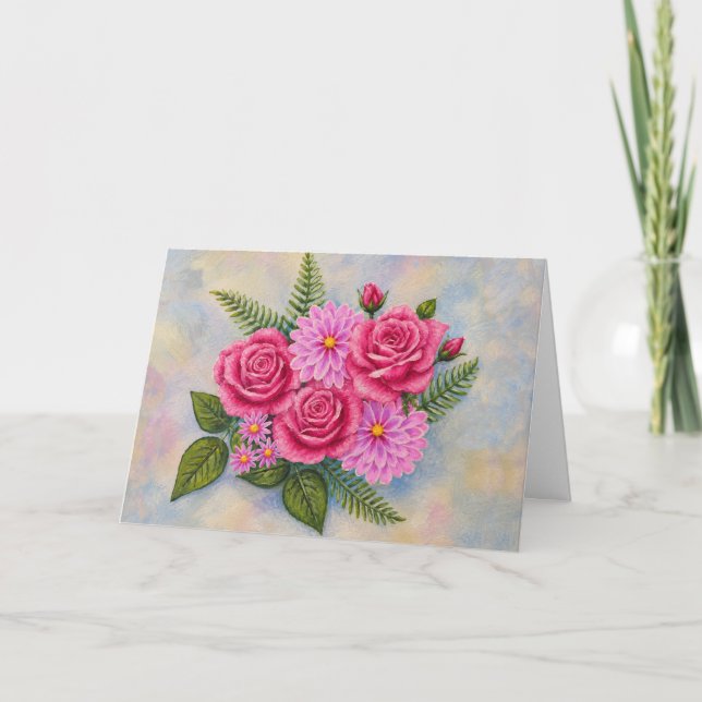 Rosor och Dahlias Tacksamhetskort Kort (Framsida)