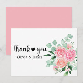 Rosor och Eukalyptus Bröllop Tack Kort