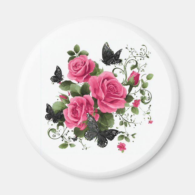 Rosor och fjärilar magnet (Framsidan)