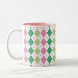 Rosor och grön Argyle mugg