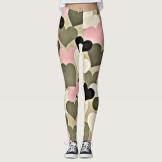 Rosor och grön Camo damasker Leggings
