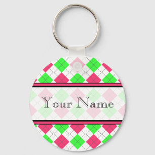 Rosor och gröna Argyle Keychain Nyckelring