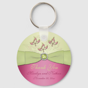 Rosor och grönt blom- Monogrammed Keychain Nyckelring