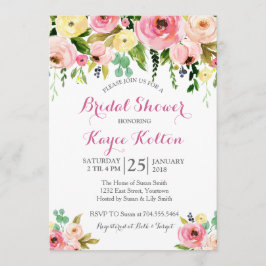 Rosor och gula blommorinbjudningskort för möhippan inbjudningar