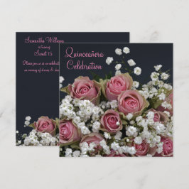 Rosor och Gypsophila Bouquet Quinceañera Inbjudningar